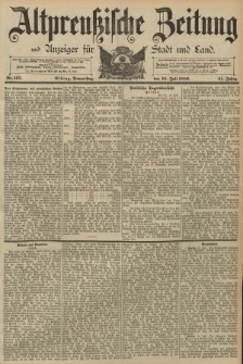 Altpreussische Zeitung, Nr. 165 Donnerstag 18 Juli 1889, 41. Jahrgang