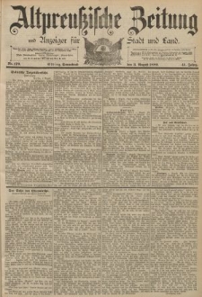 Altpreussische Zeitung, Nr. 179 Sonnabend 3 August 1889, 41. Jahrgang