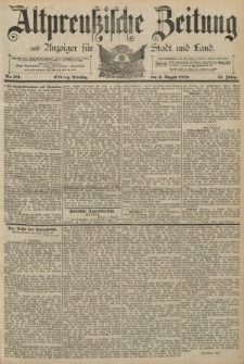 Altpreussische Zeitung, Nr. 181 Dienstag 6 August 1889, 41. Jahrgang
