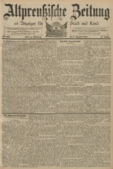 Altpreussische Zeitung, Nr. 182 Mittwoch 7 August 1889, 41. Jahrgang