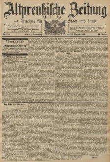 Altpreussische Zeitung, Nr. 195 Donnerstag 22 August 1889, 41. Jahrgang