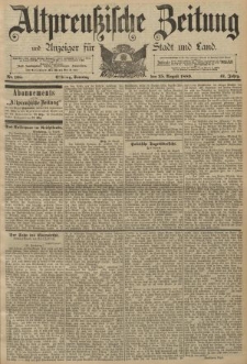 Altpreussische Zeitung, Nr. 198 Sonntag 25 August 1889, 41. Jahrgang