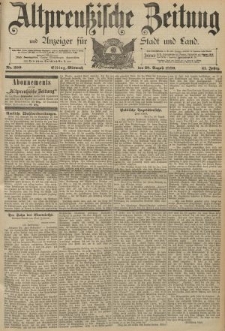 Altpreussische Zeitung, Nr. 200 Mittwoch 28 August 1889, 41. Jahrgang