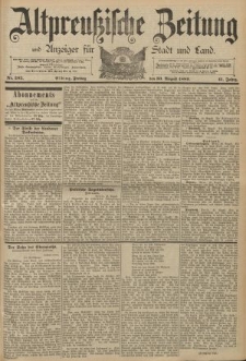 Altpreussische Zeitung, Nr. 201 Donnerstag 29 August 1889, 41. Jahrgang