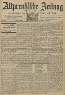 Altpreussische Zeitung, Nr. 202 Freitag 30 August 1889, 41. Jahrgang