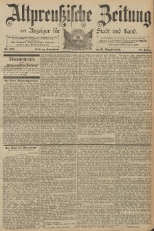 Altpreussische Zeitung, Nr. 203 Sonnabend 31 August 1889, 41. Jahrgang