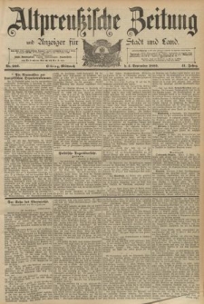 Altpreussische Zeitung, Nr. 206 Mittwoch 4 September 1889, 41. Jahrgang