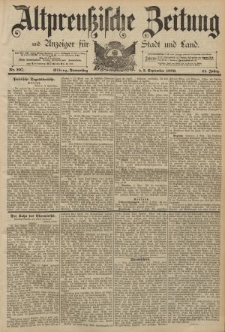 Altpreussische Zeitung, Nr. 207 Donnerstag 5 September 1889, 41. Jahrgang