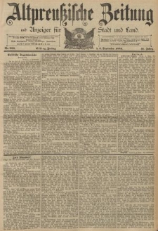 Altpreussische Zeitung, Nr. 208 Freitag 6 September 1889, 41. Jahrgang