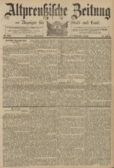 Altpreussische Zeitung, Nr. 209 Sonnabend 7 September 1889, 41. Jahrgang