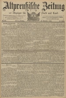 Altpreussische Zeitung, Nr. 211 Dienstag 10 September 1889, 41. Jahrgang