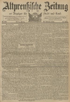 Altpreussische Zeitung, Nr. 220 Freitag 20 September 1889, 41. Jahrgang