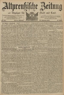 Altpreussische Zeitung, Nr. 224 Mittwoch 25 September 1889, 41. Jahrgang