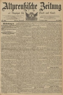Altpreussische Zeitung, Nr. 233 Sonnabend 5 Oktober 1889, 41. Jahrgang