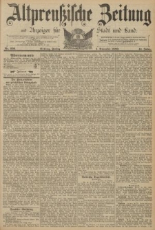 Altpreussische Zeitung, Nr. 256 Freitag 1 November 1889, 41. Jahrgang