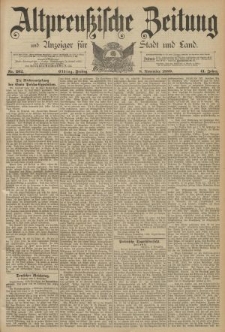Altpreussische Zeitung, Nr. 262 Freitag 8 November 1889, 41. Jahrgang