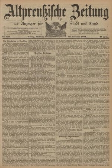 Altpreussische Zeitung, Nr. 272 Mittwoch 20 November 1889, 41. Jahrgang
