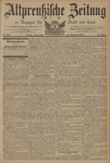 Altpreussische Zeitung, Nr. 273 Donnerstag 21 November 1889, 41. Jahrgang