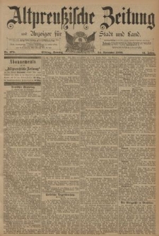 Altpreussische Zeitung, Nr. 276 Sonntag 24 November 1889, 41. Jahrgang