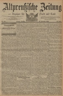 Altpreussische Zeitung, Nr. 277 Dienstag 26 November 1889, 41. Jahrgang