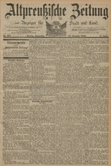Altpreussische Zeitung, Nr. 279 Donnerstag 28 November 1889, 41. Jahrgang