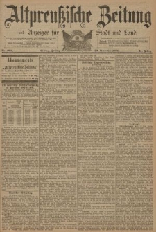 Altpreussische Zeitung, Nr. 280 Freitag 29 November 1889, 41. Jahrgang