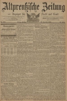 Altpreussische Zeitung, Nr. 280 Freitag 29 November 1889, 41. Jahrgang