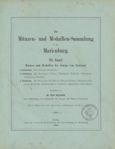 Die Münzen - und Medaillen-Sammlung in der Marienburg. Band 3