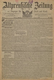 Altpreussische Zeitung, Nr. 1 Mittwoch 1 Januar 1890, 42. Jahrgang