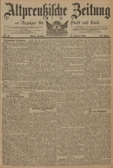 Altpreussische Zeitung, Nr. 11 Dienstag 14 Januar 1890, 42. Jahrgang