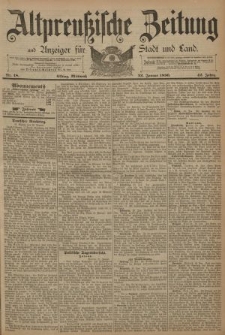 Altpreussische Zeitung, Nr. 18 Mittwoch 22 Januar 1890, 42. Jahrgang