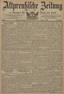 Altpreussische Zeitung, Nr. 31 Donnerstag 6 Februar 1890, 42. Jahrgang