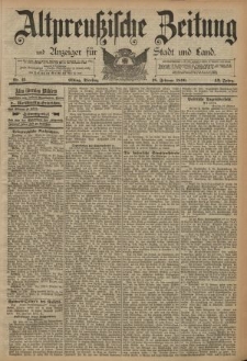Altpreussische Zeitung, Nr. 41 Dienstag 18 Februar 1890, 42. Jahrgang