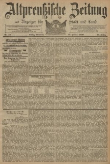 Altpreussische Zeitung, Nr. 42 Mittwoch 19 Februar 1890, 42. Jahrgang