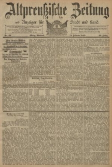 Altpreussische Zeitung, Nr. 42 Mittwoch 19 Februar 1890, 42. Jahrgang