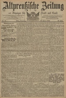 Altpreussische Zeitung, Nr. 43 Donnerstag 20 Februar 1890, 42. Jahrgang