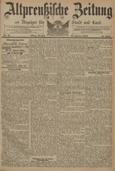 Altpreussische Zeitung, Nr. 47 Dienstag 25 Februar 1890, 42. Jahrgang