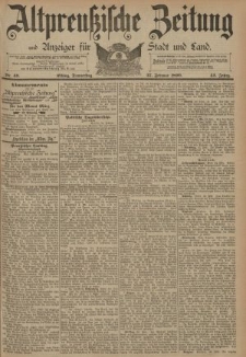 Altpreussische Zeitung, Nr. 49 Donnerstag 27 Februar 1890, 42. Jahrgang