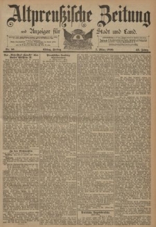 Altpreussische Zeitung, Nr. 56 Freitag 07 März 1890, 42. Jahrgang