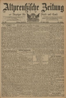Altpreussische Zeitung, Nr. 85 Sonnabend 12 April 1890, 42. Jahrgang