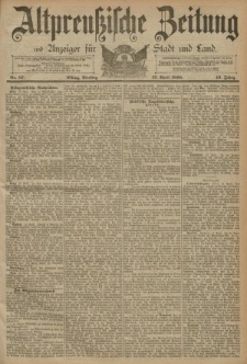 Altpreussische Zeitung, Nr. 87 Dienstag 15 April 1890, 42. Jahrgang