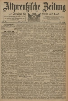 Altpreussische Zeitung, Nr. 99 Dienstag 29 April 1890, 42. Jahrgang