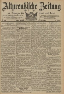 Altpreussische Zeitung, Nr. 133 Mittwoch 11 Juni 1890, 42. Jahrgang
