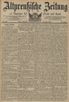 Altpreussische Zeitung, Nr. 139 Mittwoch 18 Juni 1890, 42. Jahrgang