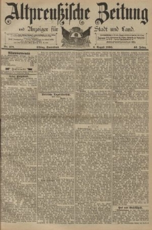 Altpreussische Zeitung, Nr. 178 Sonnabend 2 August 1890, 42. Jahrgang
