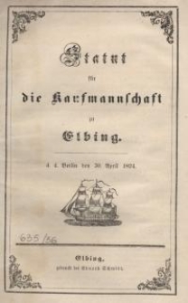 Statut für die Kaufmannschaft zu Elbing