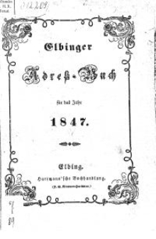 Elbinger Adress-Buch für das Jahr 1847