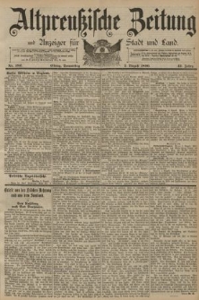 Altpreussische Zeitung, Nr. 182 Donnerstag 7 August 1890, 42. Jahrgang