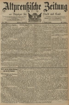 Altpreussische Zeitung, Nr. 184 Sonnabend 9 August 1890, 42. Jahrgang
