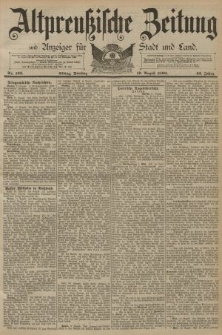 Altpreussische Zeitung, Nr. 192 Dienstag 19 August 1890, 42. Jahrgang